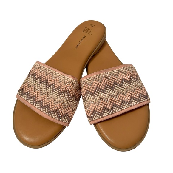 Time and Tru Embellished pink Band Flat Slide Sandal Size 7.5 - Picture 8 of 9